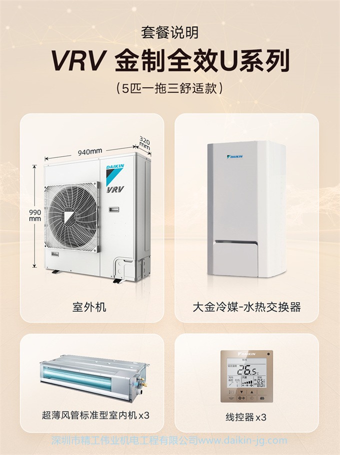 DAIKIN/大金5匹一拖三 VRV-U家用中央空調(diào)采暖地暖變頻雙用多聯(lián)機(jī)