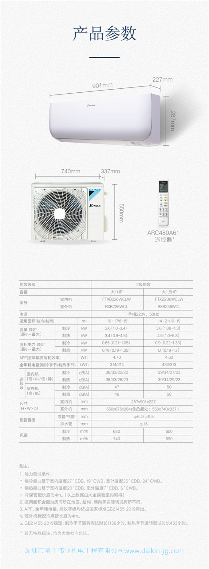 Daikin/大金FTXB226WCLW大1匹2級變頻冷暖智能靜音家用空調(diào)壁掛機(jī)(圖12)